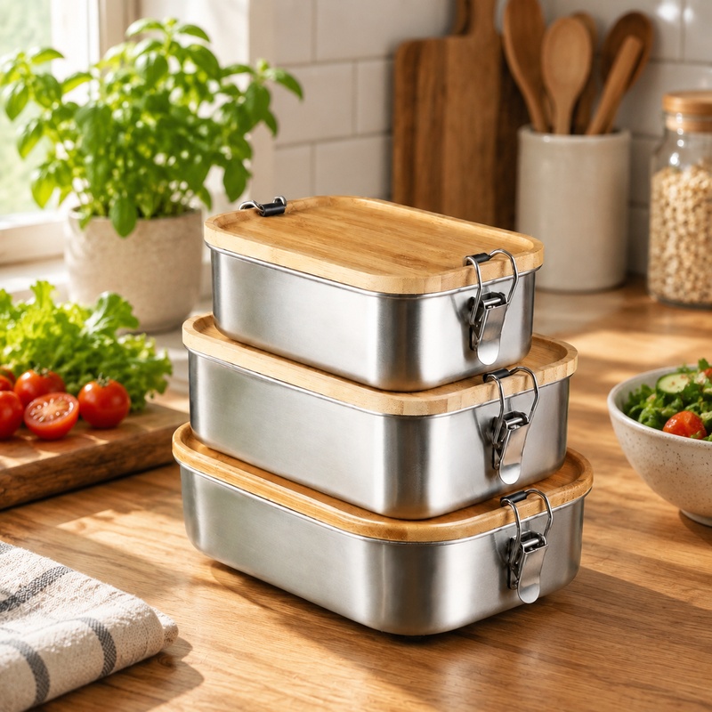 Food Storage Stainless Steel Containers - Boîte à lunch durable en acier