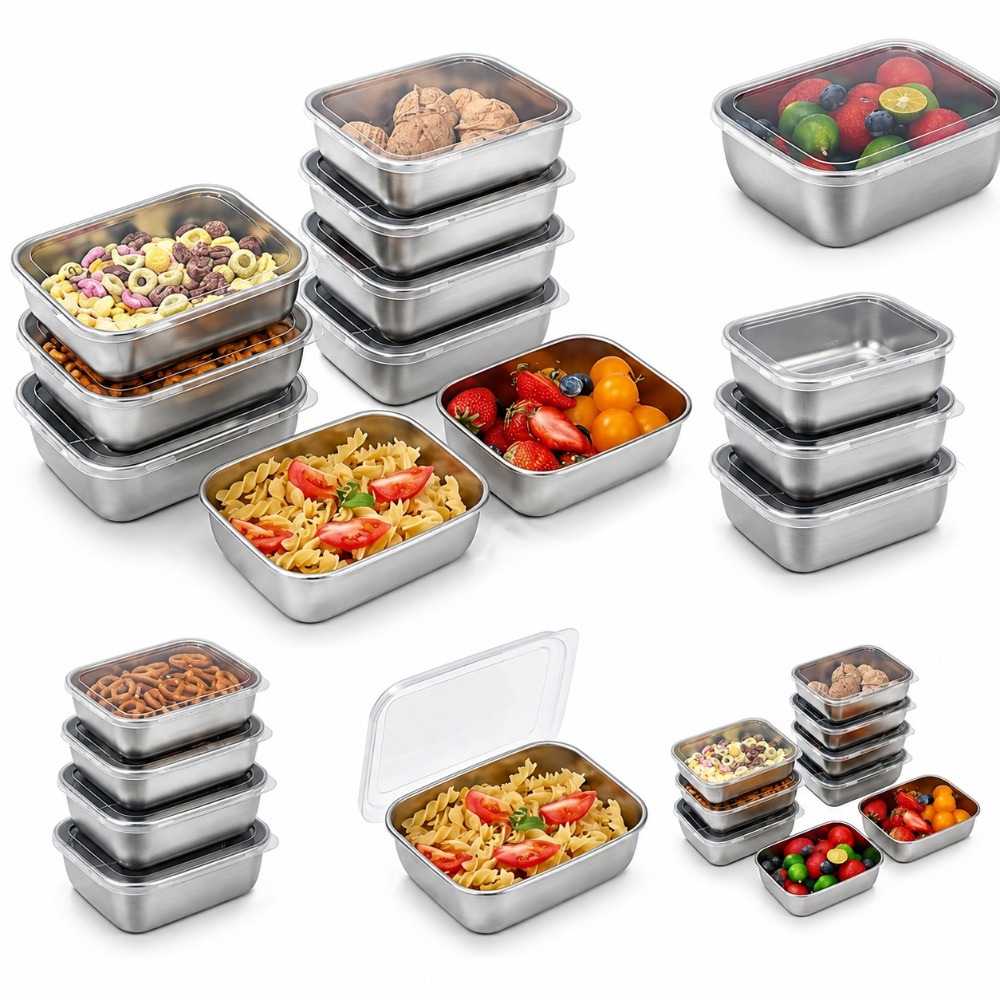 Food Storage Stainless Steel Containers - Lot de 6 boîtes de conservation