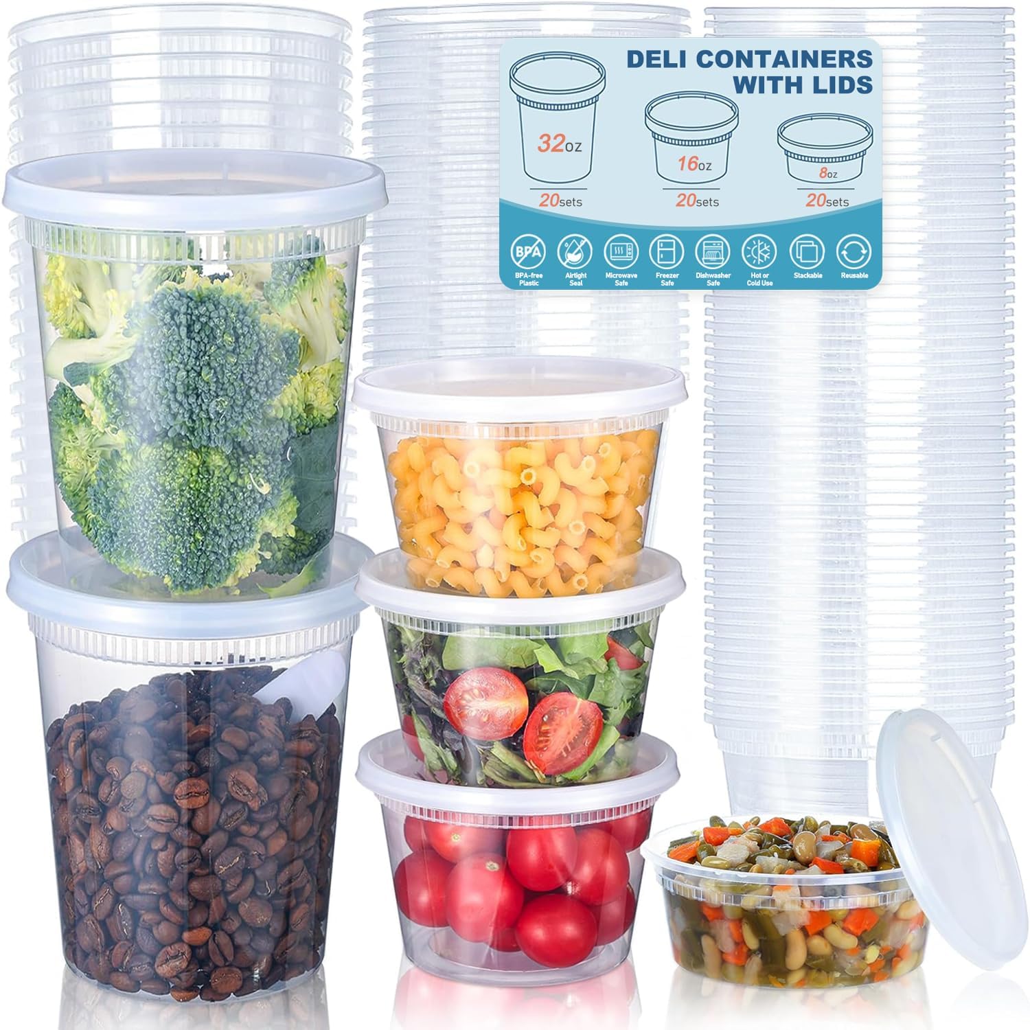 Food Storage Freezer - 24 pièces conteneurs de stockage des