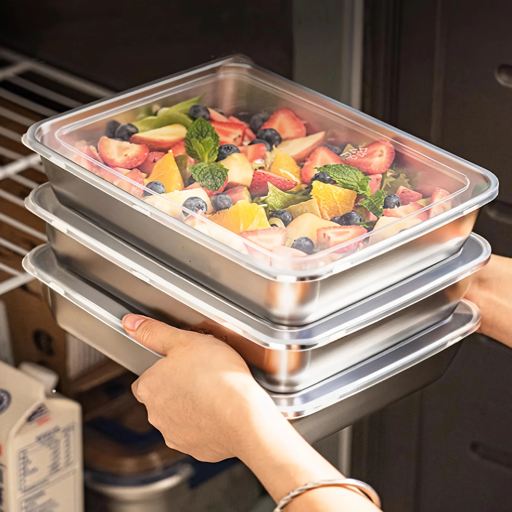 Food Storage Freezer - 3 boîtes alimentaires en acier inoxydable