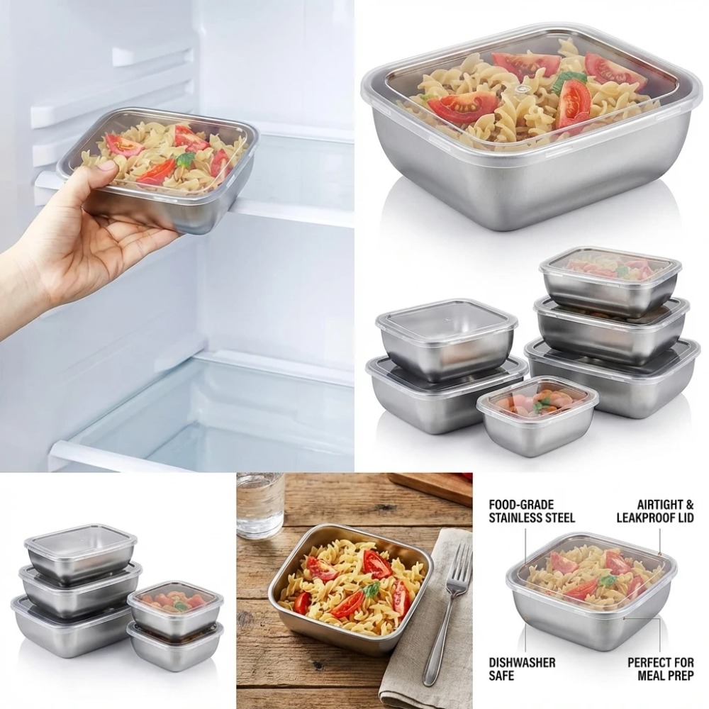 Lot de 6 boîtes de conservatio - Food Storage Stainless Steel Containers avis et prix