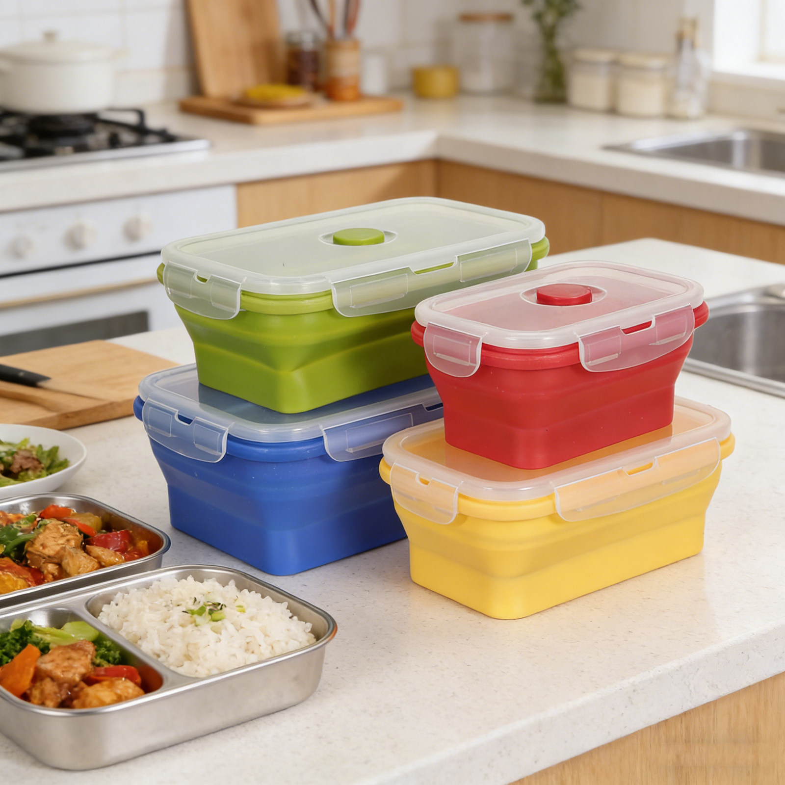 4 boîtes à lunch pliables en s - Food Storage Containers Plastic Box avis et prix