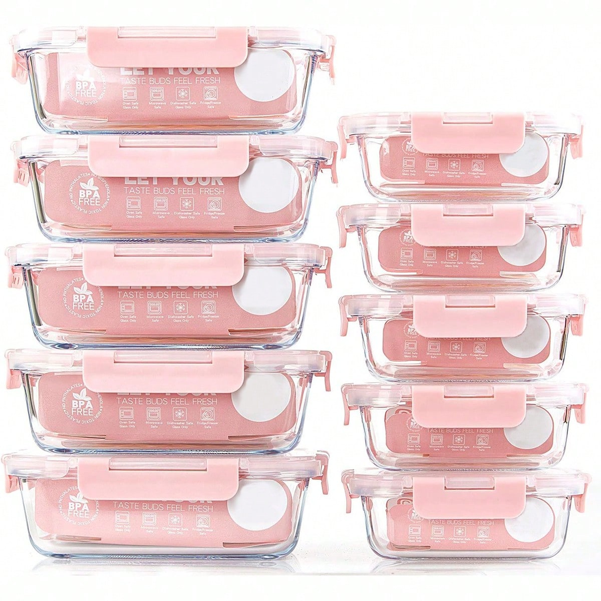 Lot de 10 récipients en verre  - Food Storage Freezer avis et prix